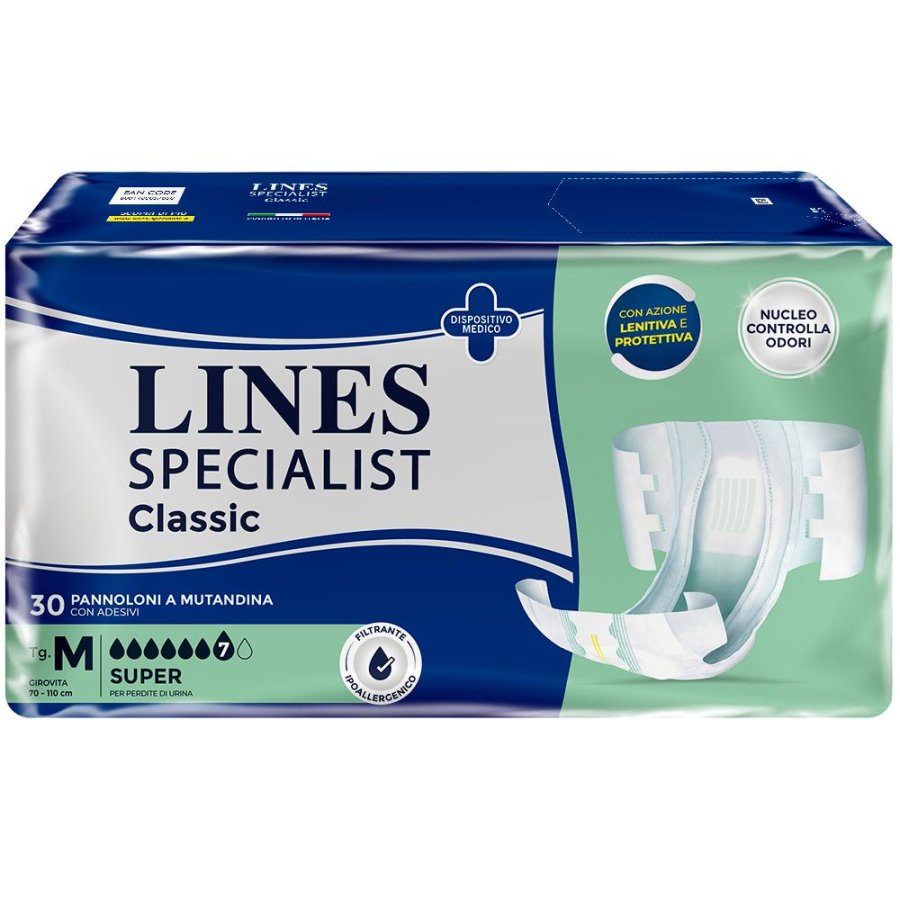 Lines Specialist Classic Pannolone a Mutandina Super Taglia M, 30 pezzi