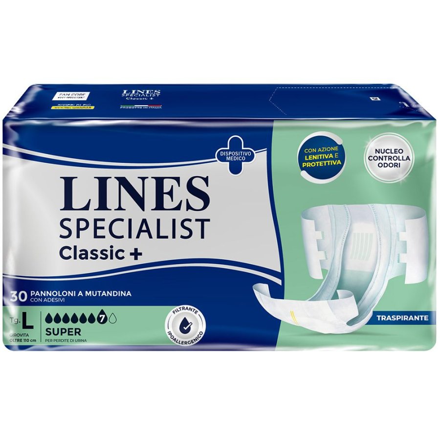 Lines Specialist Classic Pannolone a Mutandina Super L, 30 Pezzi