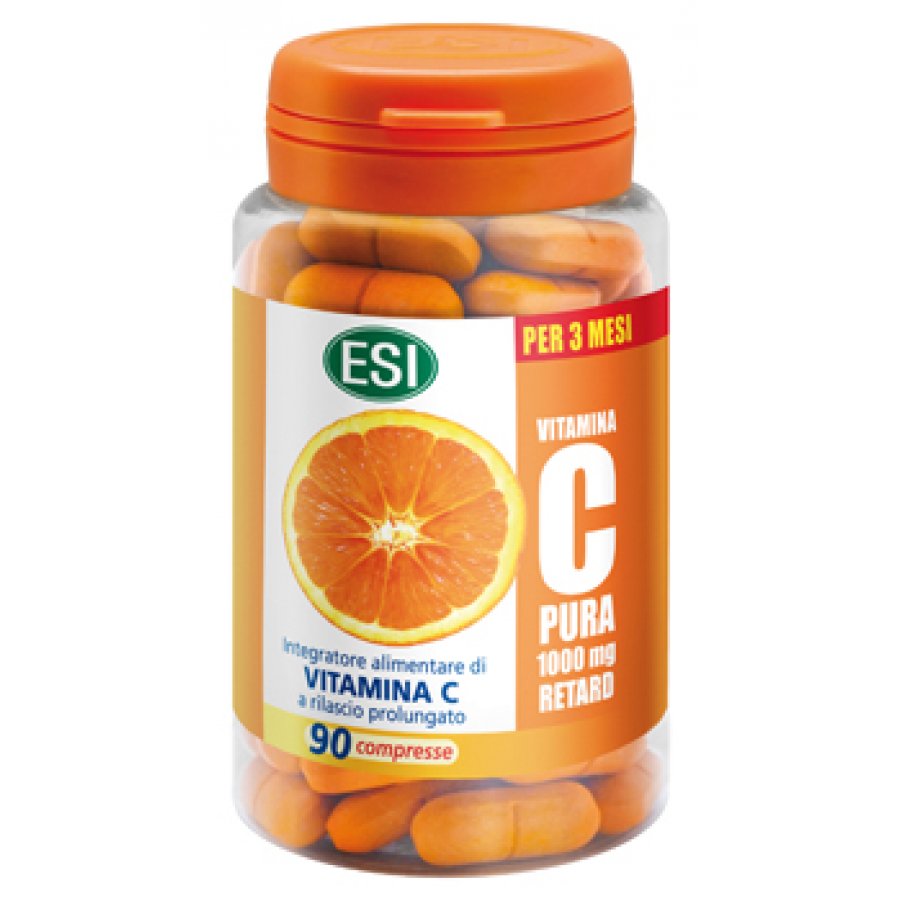 Esi Vitamina C Pura Retard 90 Compresse, Integratore Antiossidante per Energia, Pelle e Sistema Immunitario