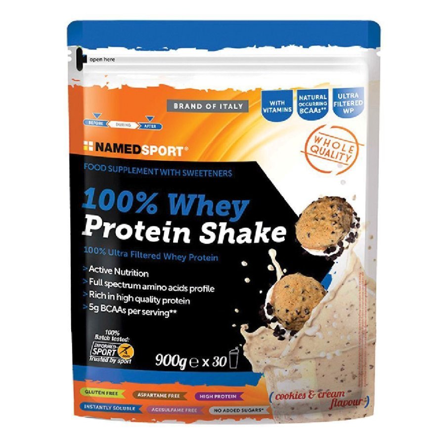 NAMED SPORT - 100% Whey Protein Shake Cookies 900g - Integratore Proteico per Sportivi