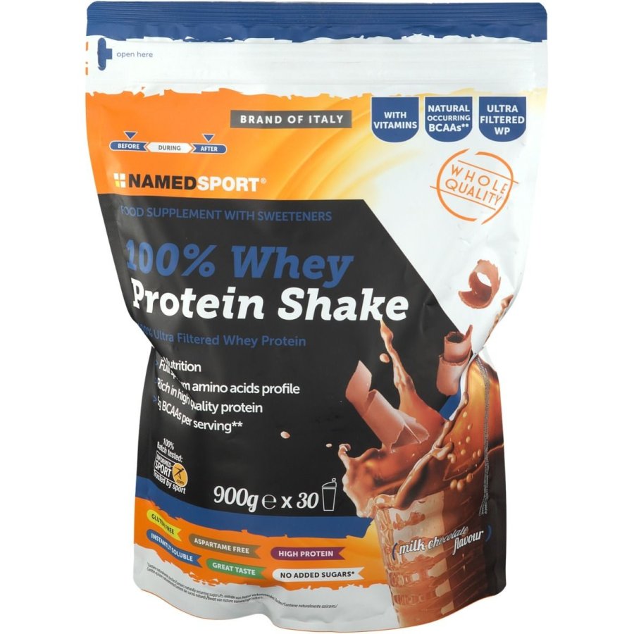 NAMED SPORT - 100% Whey Protein Shake Milk Chocolate 900g - Integratore Proteico per Sportivi