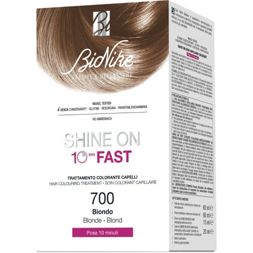 Bionike Shine On Fast Trattamento Colorante Capelli, 700 Biondo, Tintura Permanente