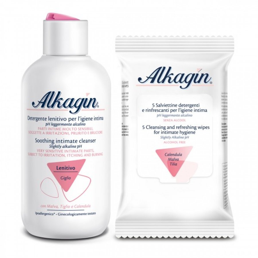 Alkagin Ph 7 Lenitivo Detergente + Salviette 5 Pezzi