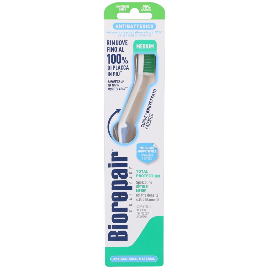 Biorepair Spazzolino Antibatterico Setole Medie Protezione Totale, 1 pezzo Biorepair Spazzolino Antibatterico Setole Medie Protezione Totale, 1 pezzo
