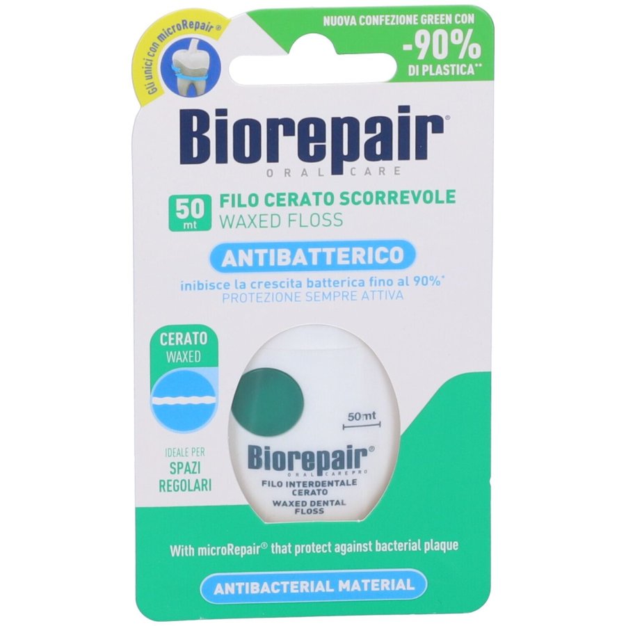 Biorepair Filo Interdentale Antibatterico, 50 mt