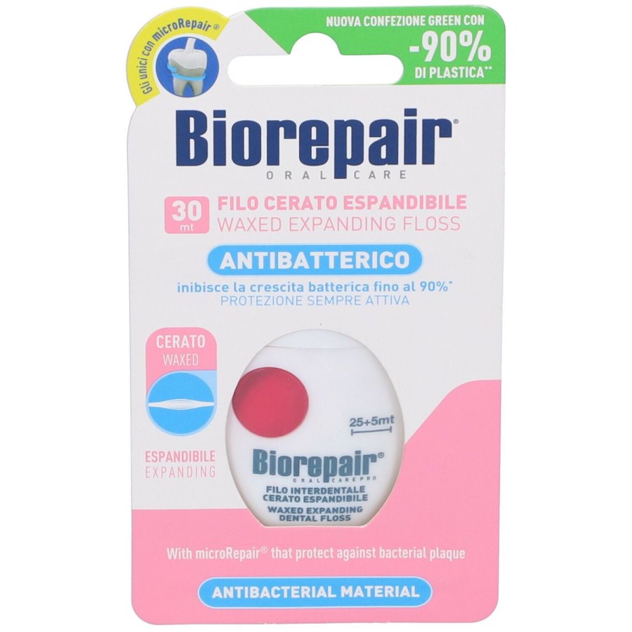 Biorepair Filo Interdentale Antibatterico Cerato Espandibile, 1 pezzo