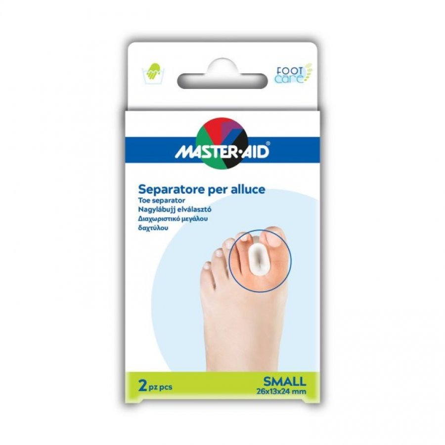 Master Aid Separatore Dita Alluce Small 2 Pezzi - Separatore in Gel del Primo Dito del Piede (Alluce)