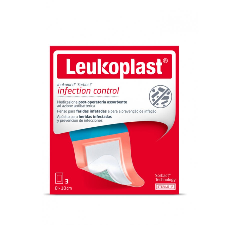 Leukomed Sorbact Medicazione post operatoria 8x10cm 3 Pezzi - Guarigione Avanzata con Tecnologia Sorbact