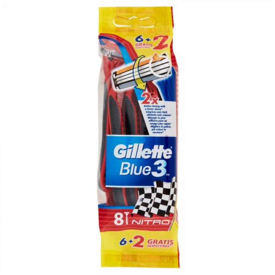 Gillette - Blue 3 Usa&Getta Plus 6 Pezzi + 2 gratis, Rasoi Usa e Getta Gillette Blue 3