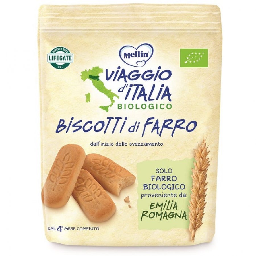 Viaggio D'Italia Mellin Biscotti di Farro 150g - Snack Biologico per Bambini