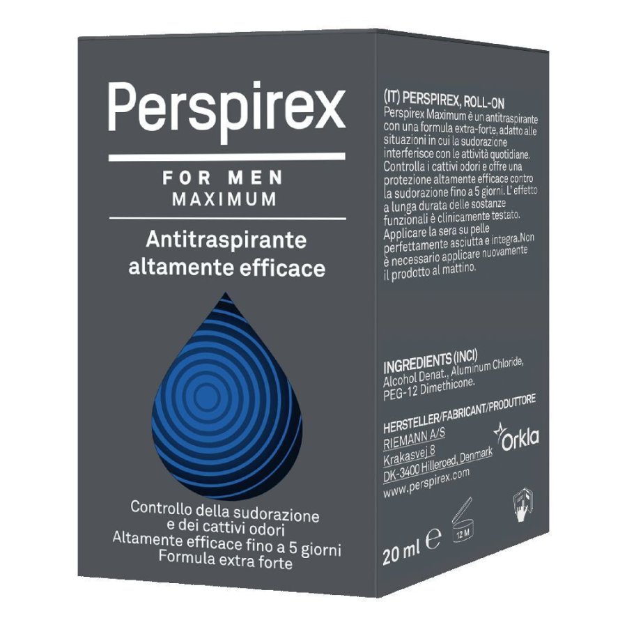 Perspirex For Men Maximum Deodorante Uomo Antitraspirante Roll-On, 20 ml
