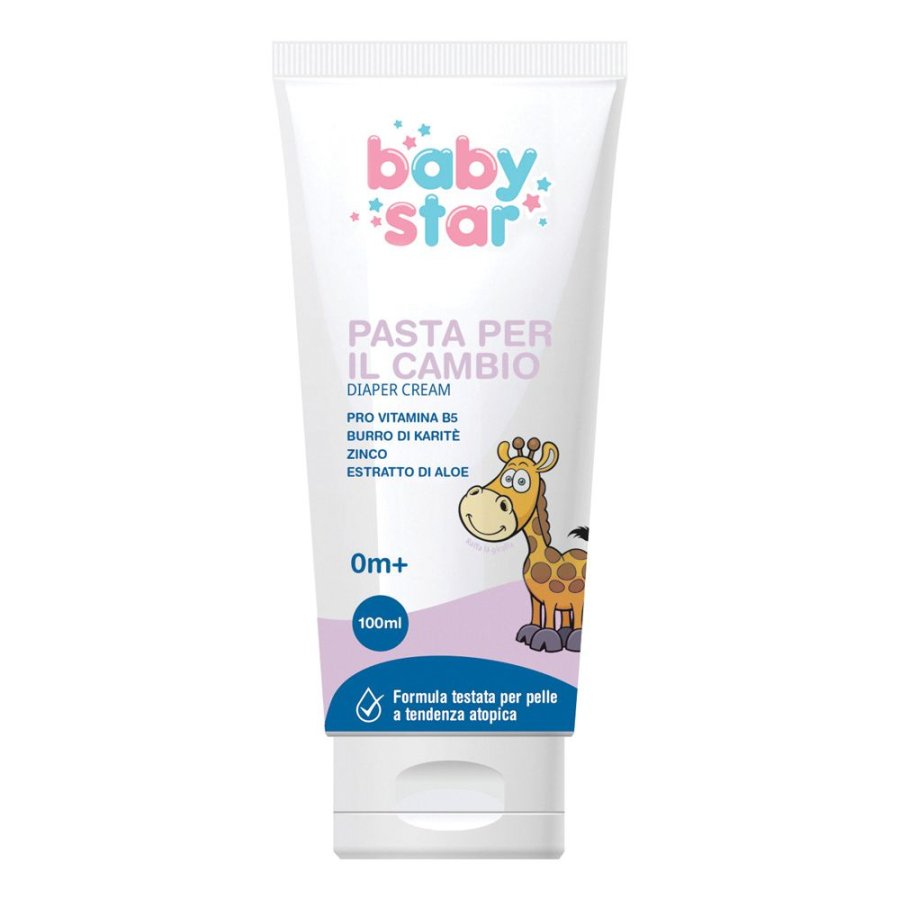 Babystar Pasta all’Ossido di Zinco 100 ml – Cambio Pannolino Neonati 0m+