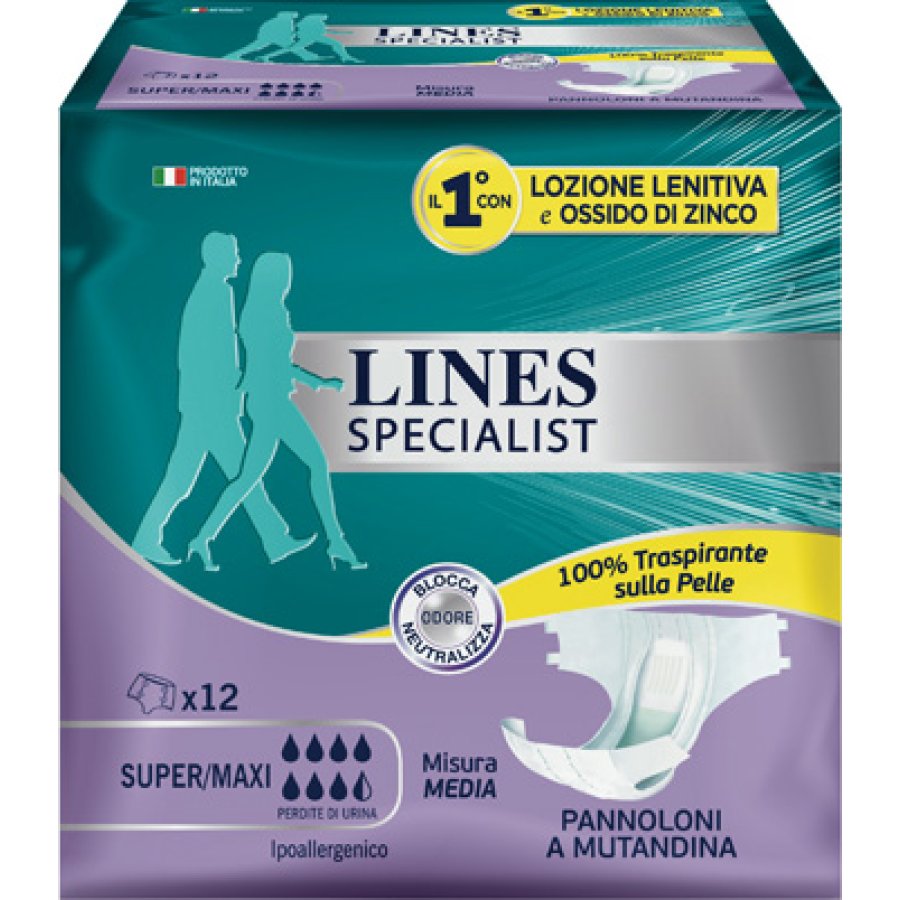 Lines Specialist Pannoloni a Mutandina Medi, 12 pezzi Lines Specialist Pannoloni a Mutandina Medi, 12 pezzi