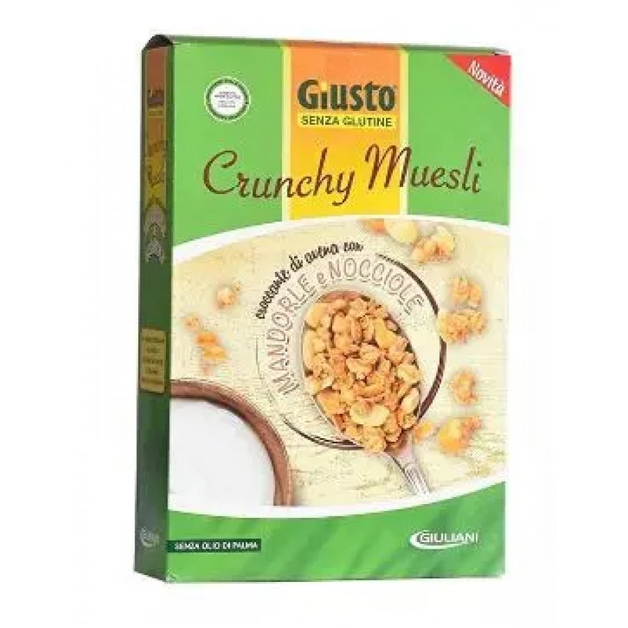 Giusto Senza Glutine Muesli Avena/Mandorle/Nocciole 375g - Muesli Nutriente e Croccante Senza Glutine