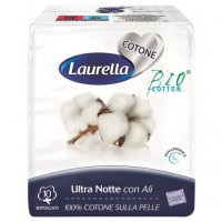 Laurella Assorbente Cotone Ultra Notte con Ali, 10 pezzi