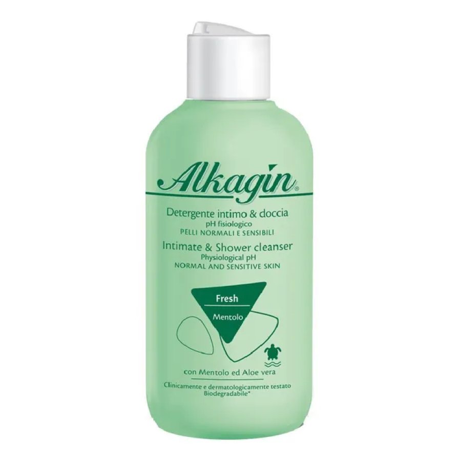 Alkagin Fresh Detergente Intimo e Doccia con Mentolo a pH Fisiologico, 250ml