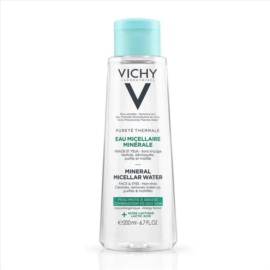 Vichy Pureté Thermale Acqua Micellare Detergente Struccante Pelle Grassa, 200 ml