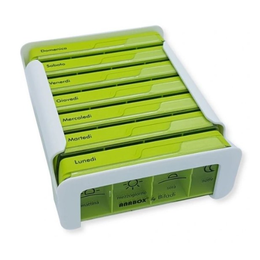 Anabox Portapillole 7 Giorni Compact Verde Settimanale, 1 pezzo