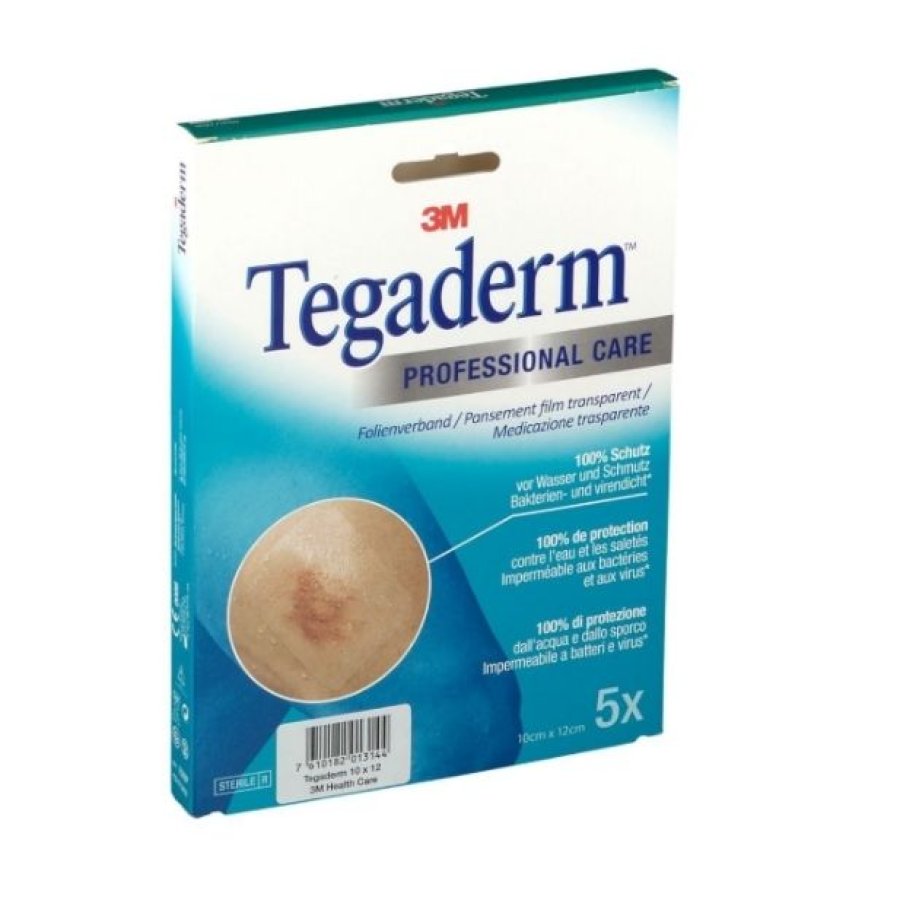 Tegaderm Film 3M Medicazione Trasparente Sterile 10x12 cm, 5 Pezzi