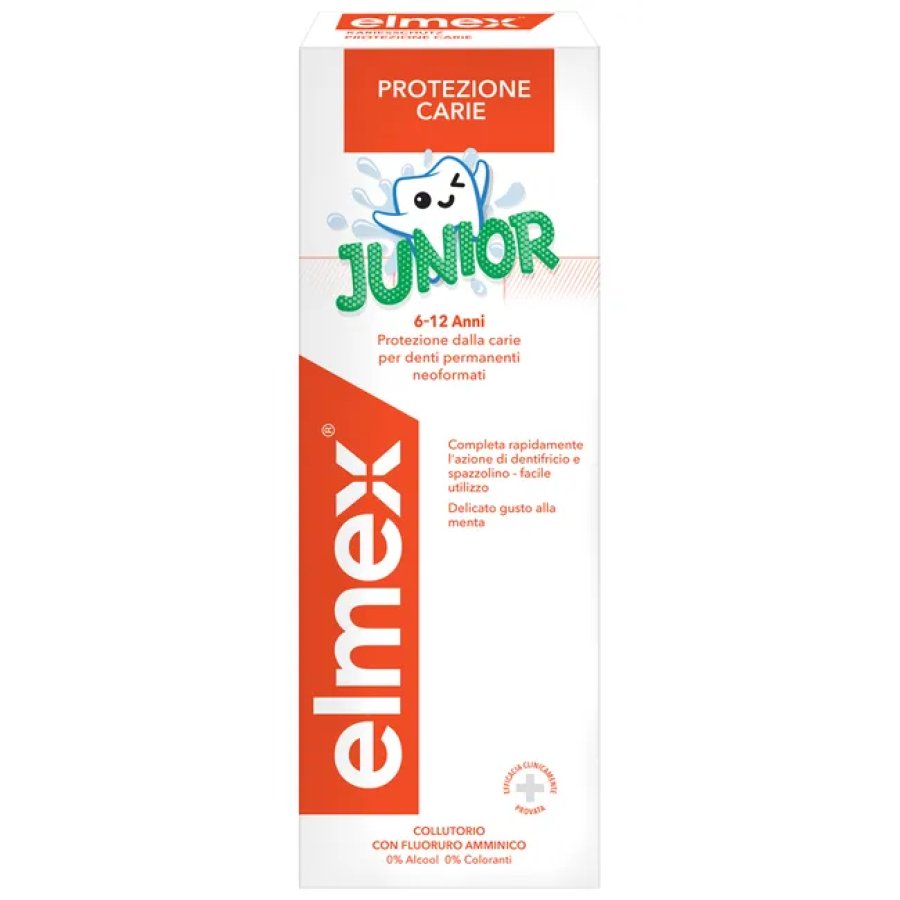 Elmex Collutorio Junior 400ml – Protezione Carie Bambini 6-12 Anni con Fluoro