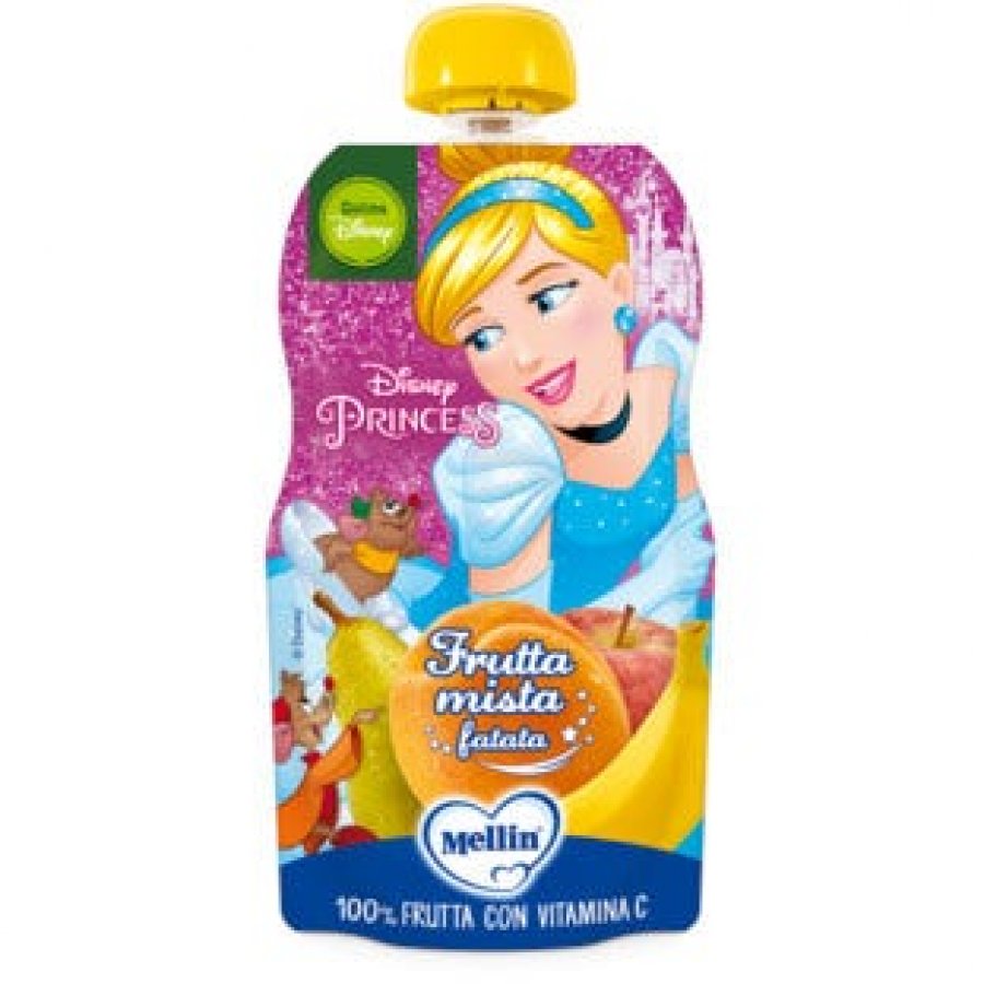 Mellin Merenda Frutta Mista Disney Principessa 110g 9Mesi+ - Snack per Bambini