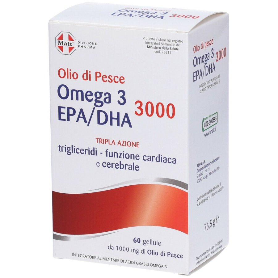 Divisione Pharma, Olio di Pesce Omega 3 EPA/DHA 3000, 60 Gellule