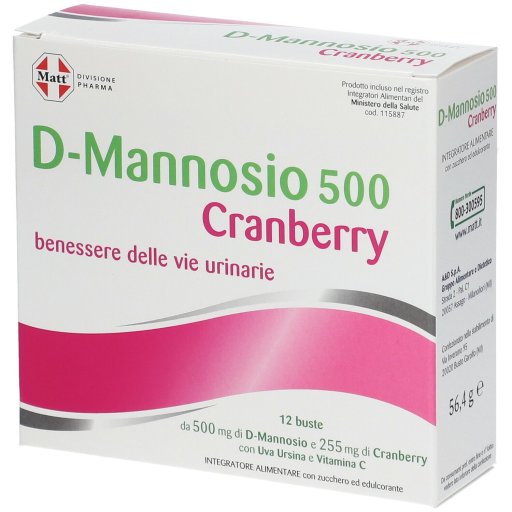 Matt Pharma, D-mannosio 500 Cranberry, 12 Bustine
