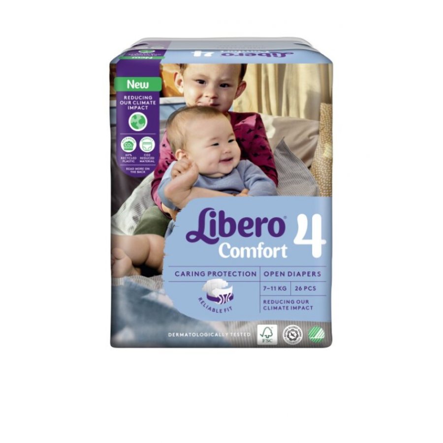 Libero Comfort Taglia 4 Pannolini - Pacco da 26 Pezzi (7-11 kg) - Protezione e Comfort per il tuo Bambino