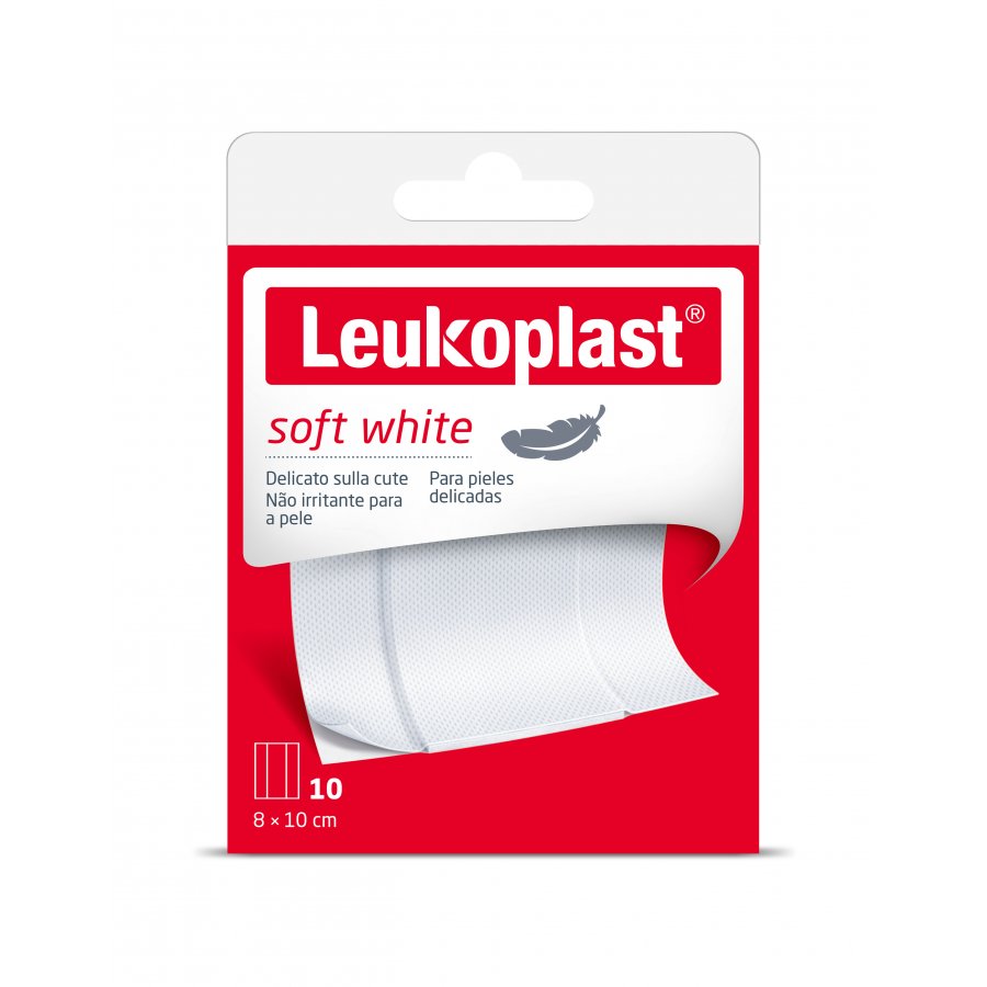 Leukoplast Soft White 100x8cm 10 Pezzi - Nastro Adesivo Morbido per Fissaggio Ferite
