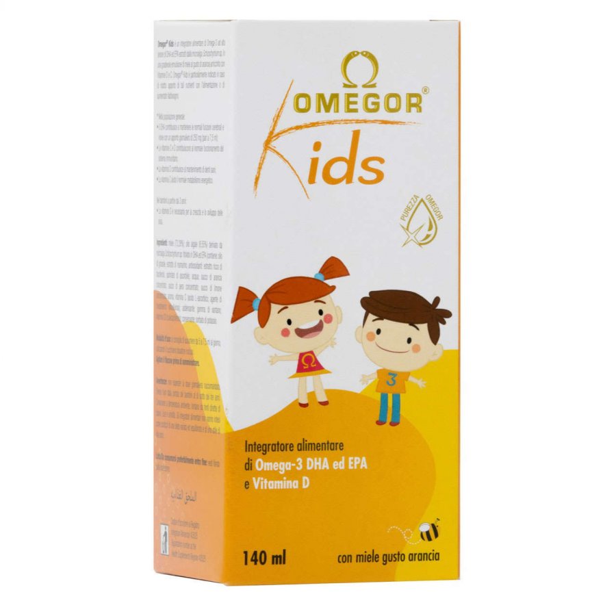 Omegor Kids - Integratore di Omega-3 per Bambini - 140ml - Supporto per lo Sviluppo Cognitivo e la Salute dei Bambini