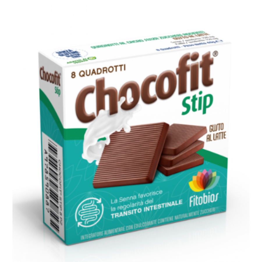 Chocofit Stip 8 Quadrotti Gusto al Latte - Cioccolato Funzionale Ricco di Gusto e Benessere