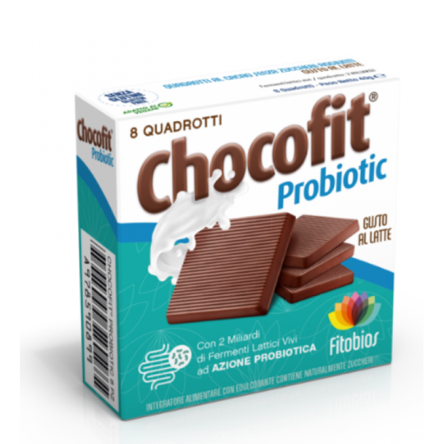 Chocofit Probiotic 8 Quadrotti Gusto al Latte - Integratore Probiotico Delizioso