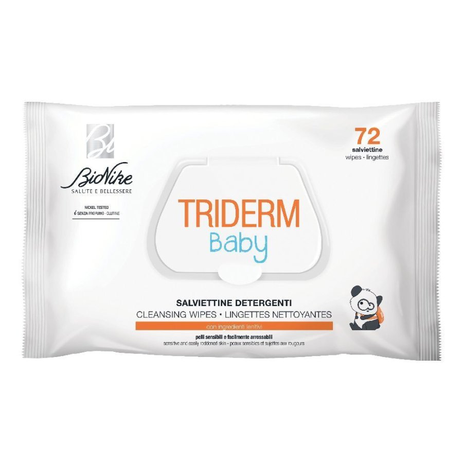 BioNike Triderm Baby, Salviettine Detergenti, 72 Salviette