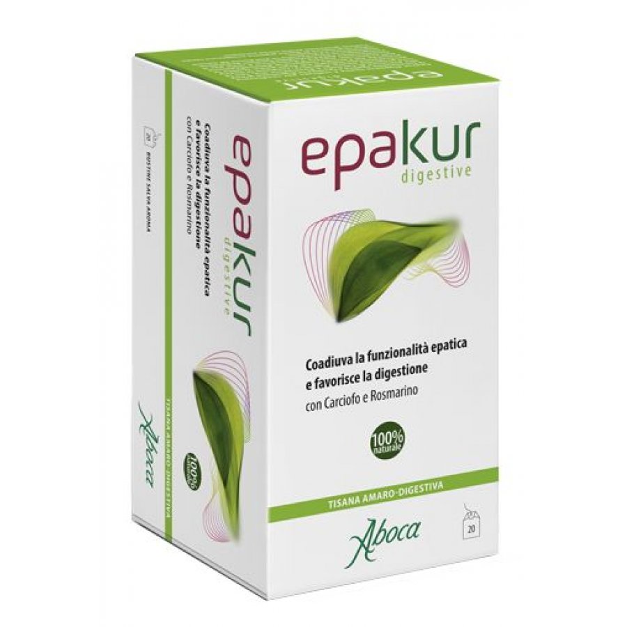 Aboca Epakur Digestive Tisana - 20 Filtri, Funzione Epatica e Digestiva con Carciofo e Rosmarino