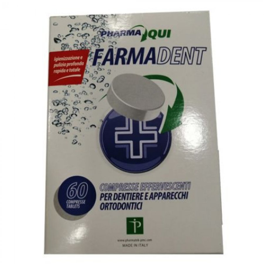 Farmadent 60 Compresse Effervescenti per Apparecchi Ortodontici – Igienizzazione Efficace per Dentiere e Apparecchi Dentali