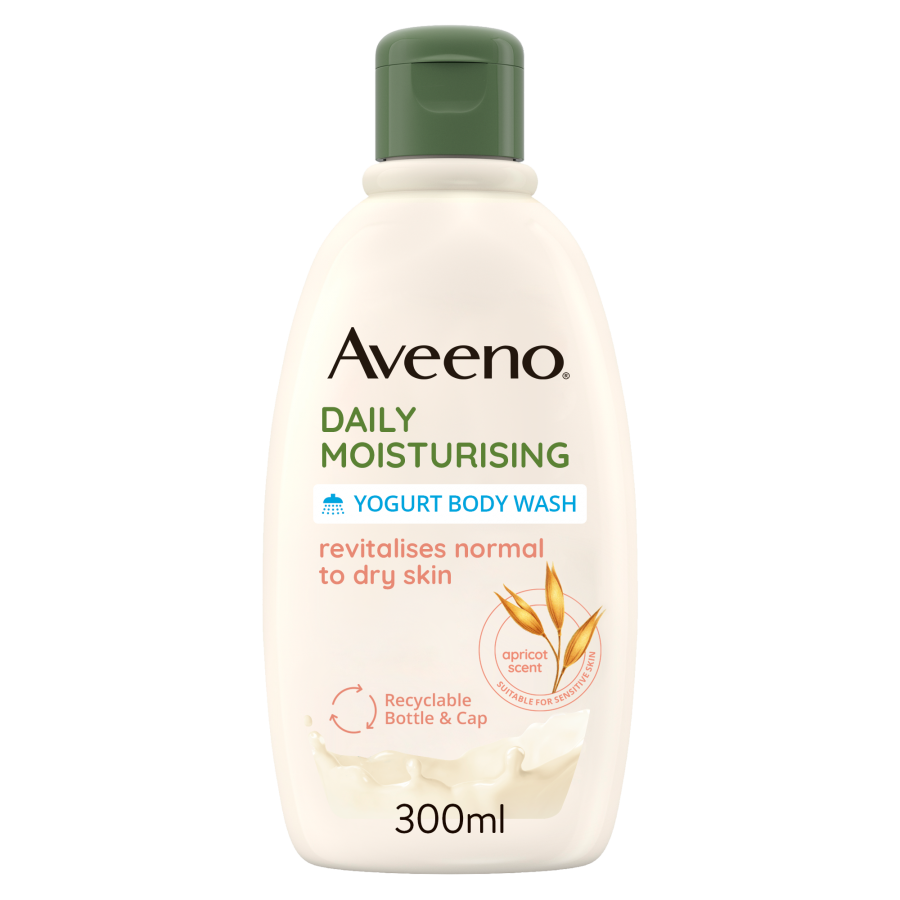 Aveeno Daily Moisturising Bagno Doccia allo Yogurt con Miele e Albicocca, 300ml - Idratazione e Profumo Avvolgente