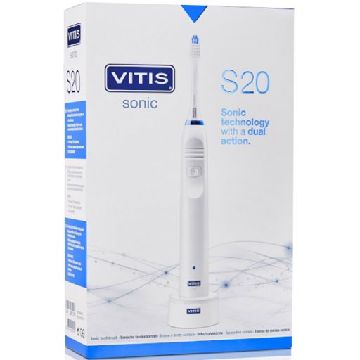 Vitis Sonic S20 Spazzolino Elettrico Sonico Ricaricabile, 3 Modalità di Spazzolamento, 1 Pezzo – Denti e Gengive Sensibili