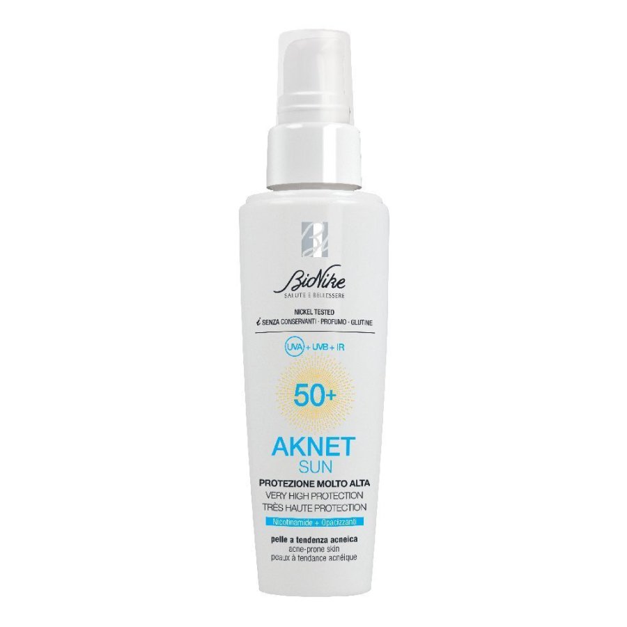 Bionike Aknet Sun SPF50+ 50ml - Protezione UVA-UVB-IR per Pelle Acneica