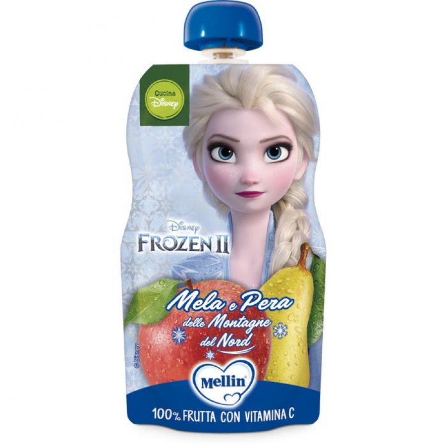 Mellin Merenda Pouch Disney Frozen Mela Pera - 110g, Alimento per la Prima Infanzia
