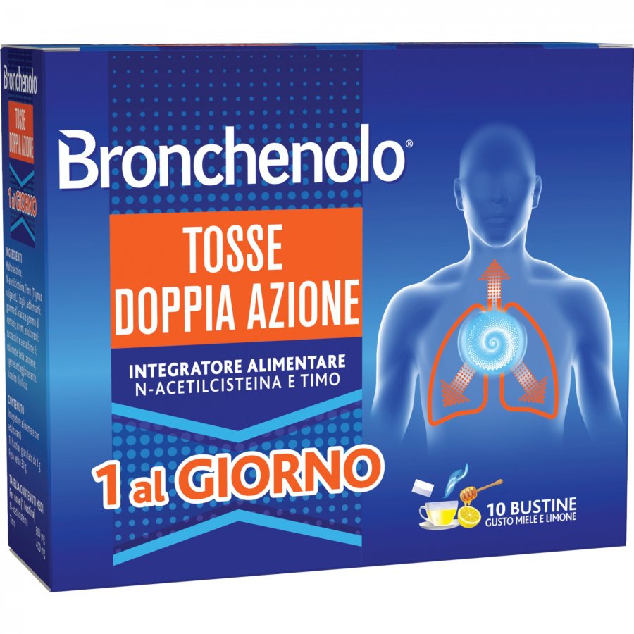 Bronchenolo - Tosse Doppia Azione Gusto Miele e Limone 10 Bustine