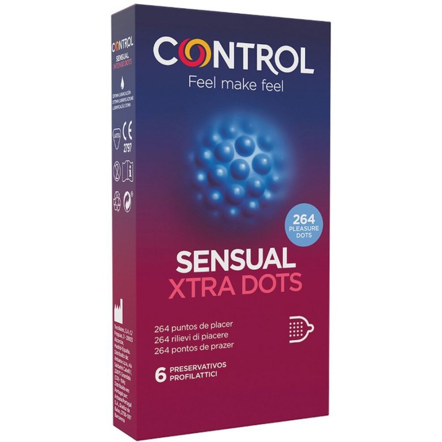 Control Stimulation Sensual Xtra Dots Profilattico, 6 Preservativi