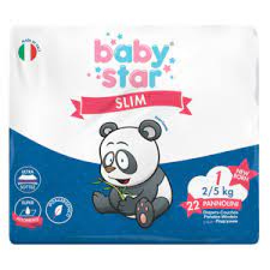 Babystar - Pannolini Slim 2/5kg Taglia 1 New Born 22 Pezzi