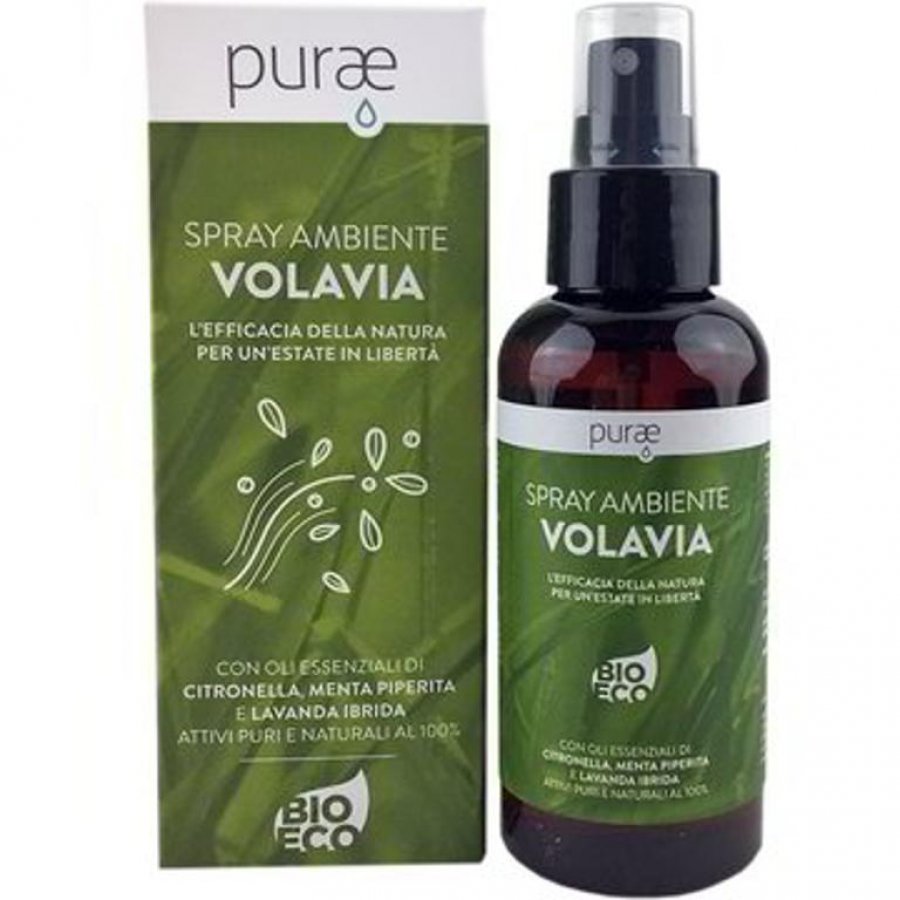 Purae Volavia Spray Ambiente/Tessuti 100ml - Oli Essenziali di Citronella, Menta Piperita e Lavanda Ibrida