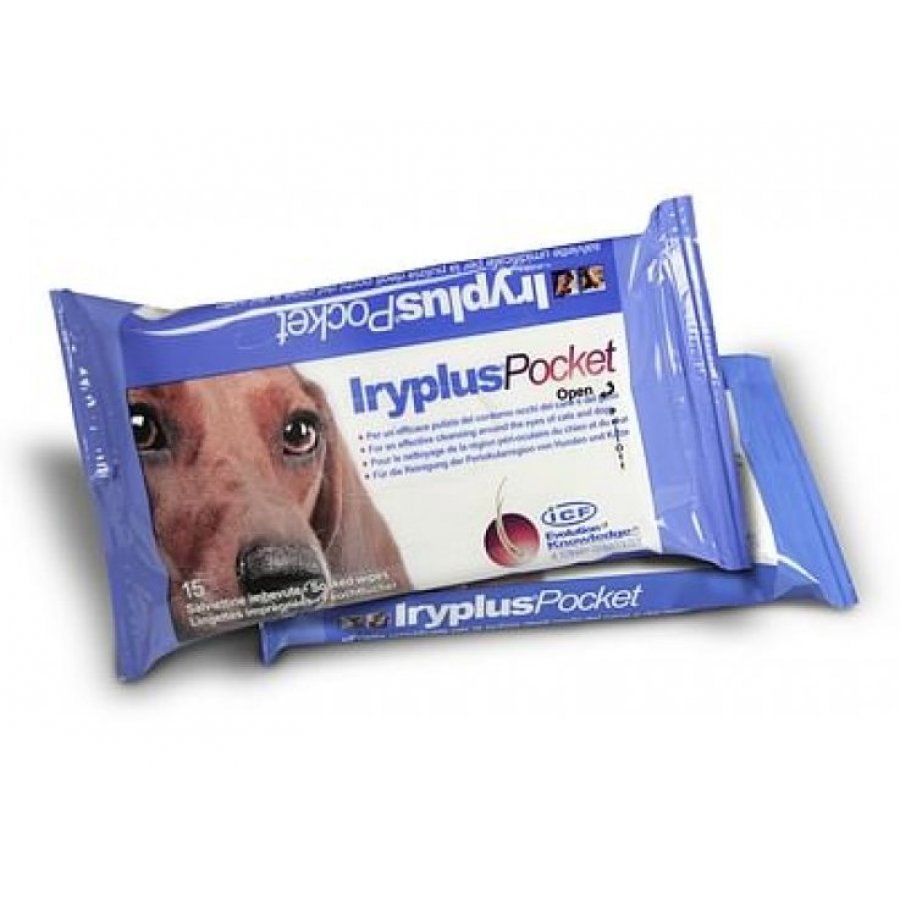 Iryplus Pocket Salviettine Zona Perioculare per Cani/Gatti 15 Pezzi - Igiene Oculare Facile e Pratica