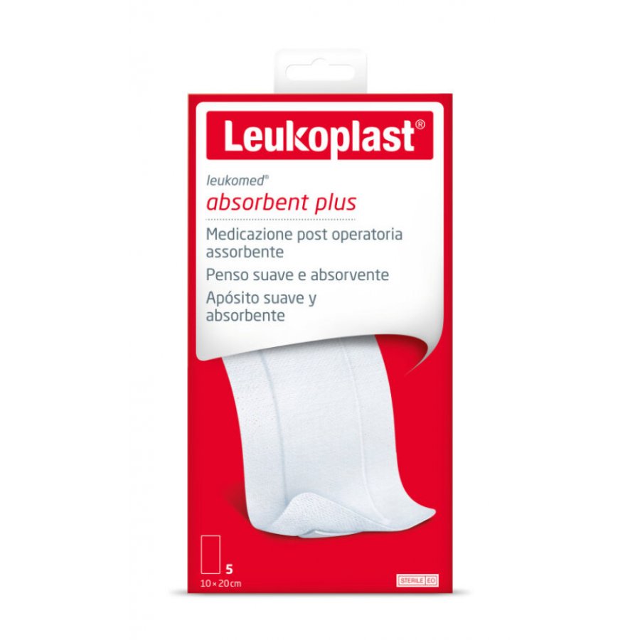 Leukomed Medicazione Post Operatoria Assorbente 5 medicazioni da 10x20cm - Medicazione Morbida per Ferite a Basso Rischio