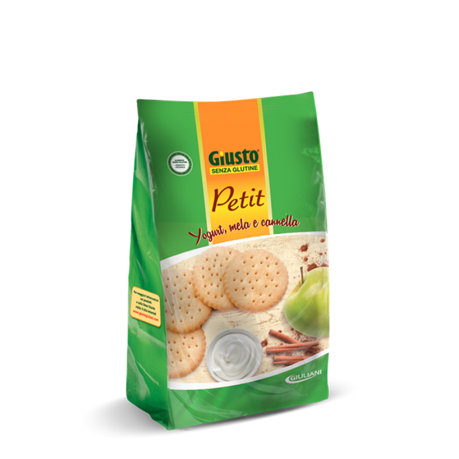 Giusto Petit Yogurt Biscotti Senza Glutine Yogurt Mela e Cannella 250g – Snack Gluten Free al Sapore di Mela e Cannella