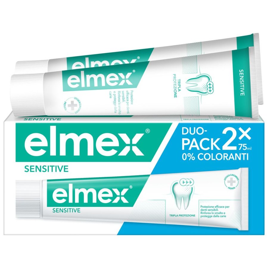 Elmex, Dentifricio Sensitive Denti Sensibili, Duo Pack 2 x 75 ml