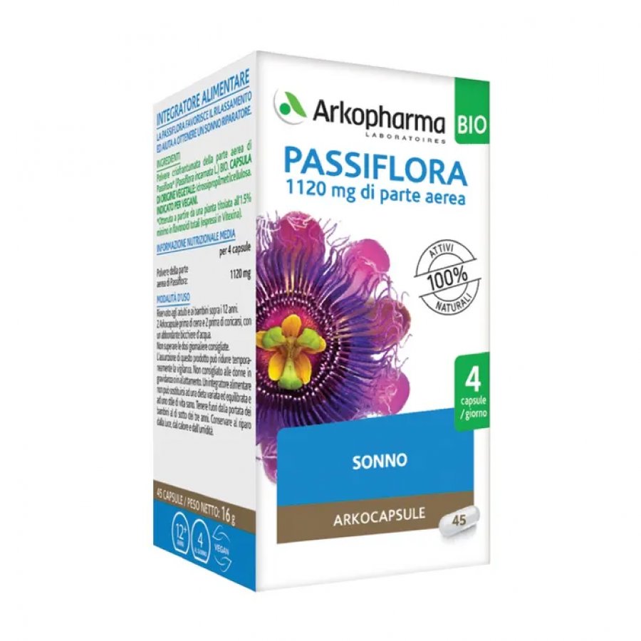 Arkopharma Passiflora 45 Capsule Bio - Integratore Alimentare a Base di Passiflora per il Benessere