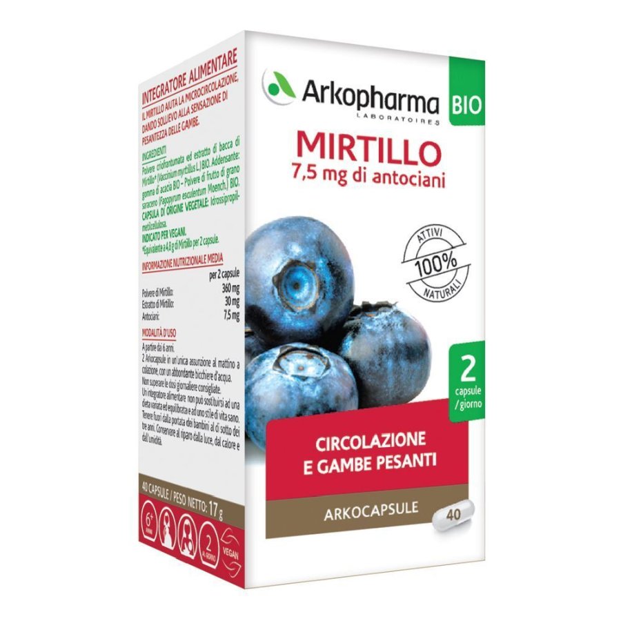 Arkopharma Arkocapsule Mirtillo BIO, 40 capsule Arkopharma Arkocapsule Mirtillo BIO, 40 capsule