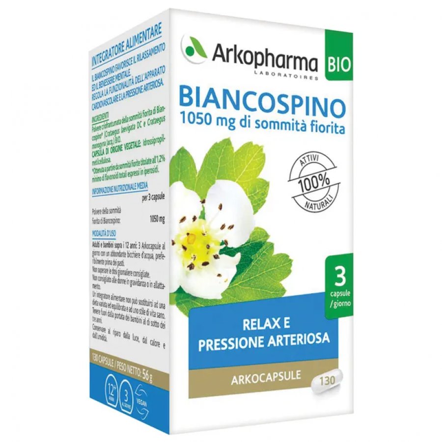 Arkopharma Biancospino 45 Capsule Bio - Integratore Alimentare per il Benessere Cardiovascolare